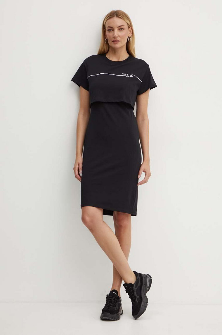 Karl Lagerfeld sukienka kolor czarny mini prosta 245W1350