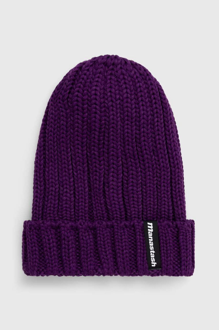Manastash czapka 90'S Logo Beanie Ii kolor fioletowy z grubej dzianiny 7923974005