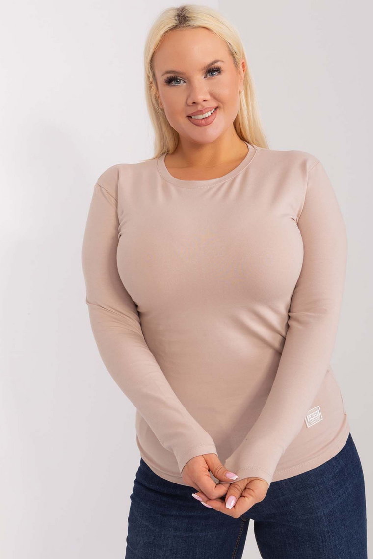 Beżowa dopasowana bluzka damska plus size