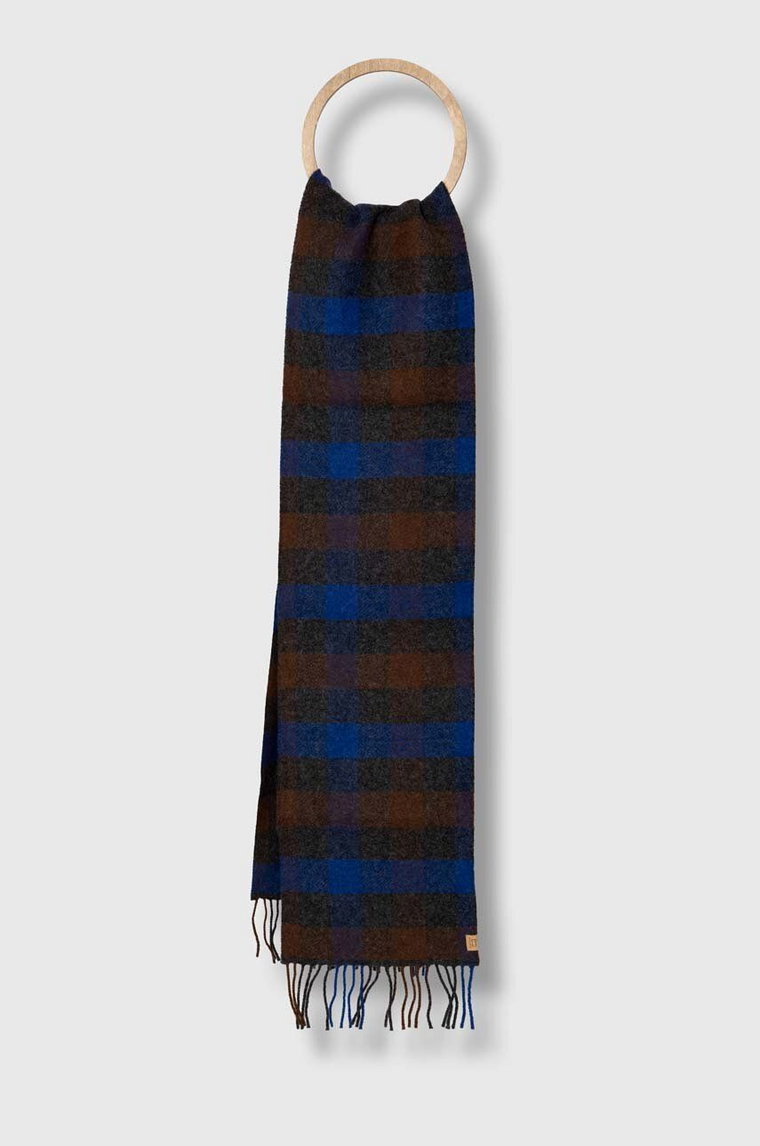 Woolrich szalik wełniany Wool Buffalo Check Scarf kolor granatowy wzorzysty CFWOAC0234MRUT3237