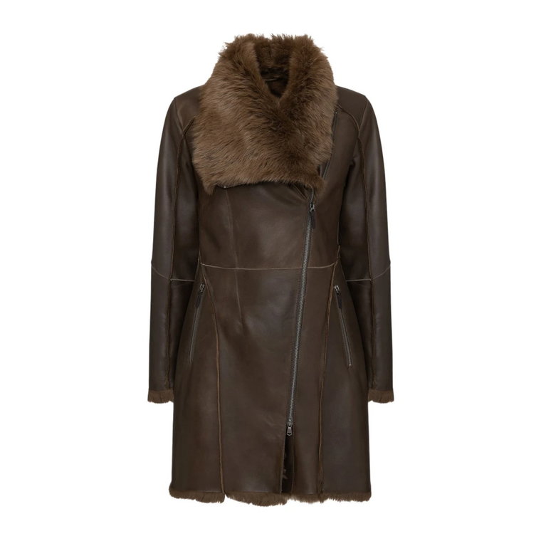 Pearl - Brown Tobacco Shearling Coat Vespucci by VSP