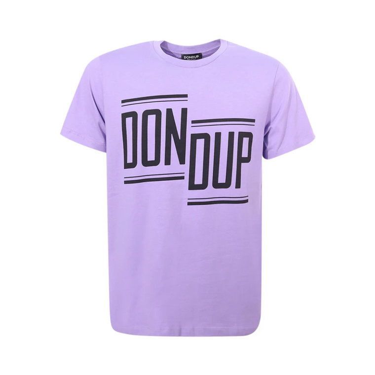 Fioletowy T-shirt z Okrągłym Dekoltem i Kontrastowym Logo Dondup