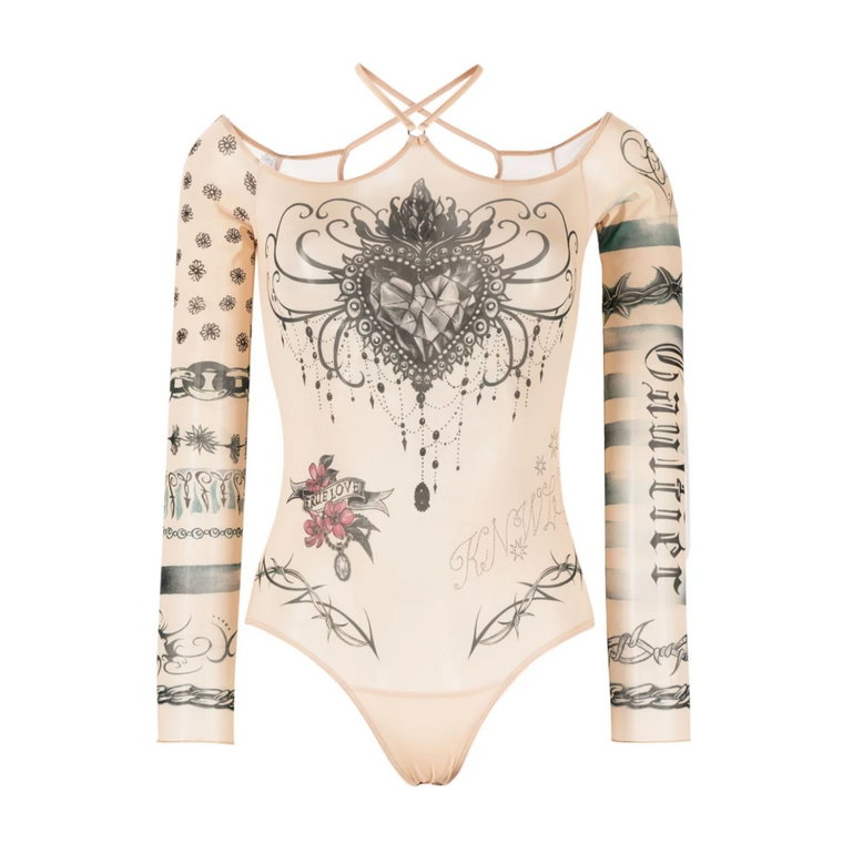 Trompe l'oeil Tattoo Print Bodysuit Jean Paul Gaultier