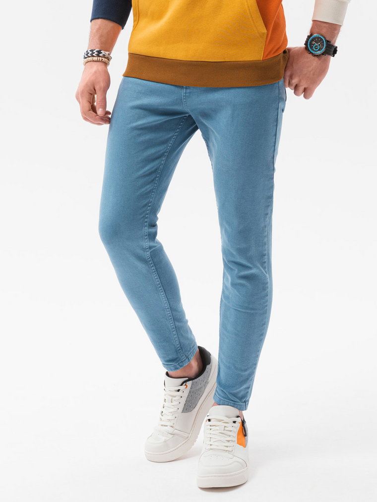 Spodnie męskie jeansowe bez przetarć SLIM FIT - niebieskie V3 OM-PADP-0148