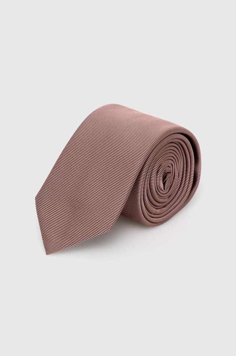HUGO krawat jedwabny kolor beżowy 50468199