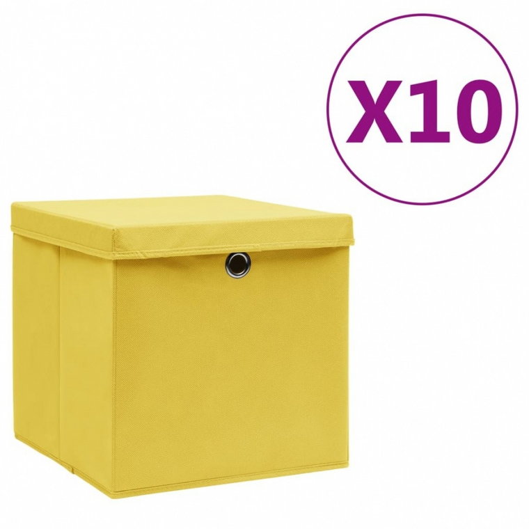 Pudełka z pokrywami, 10 szt., 28x28x28 cm, żółte kod: V-325226