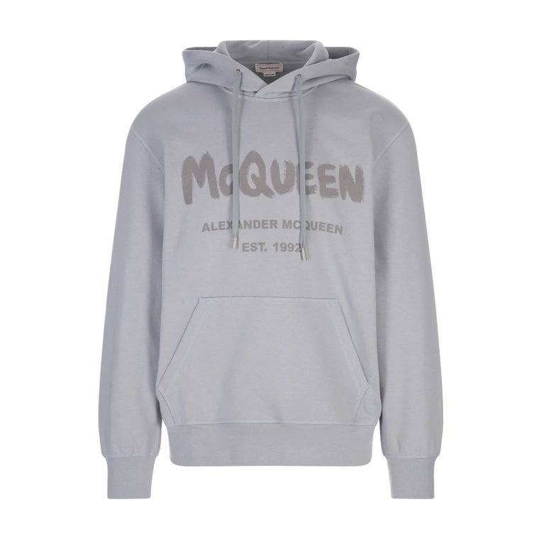 Szara Bluza z Logo McQueen Graffiti Alexander McQueen