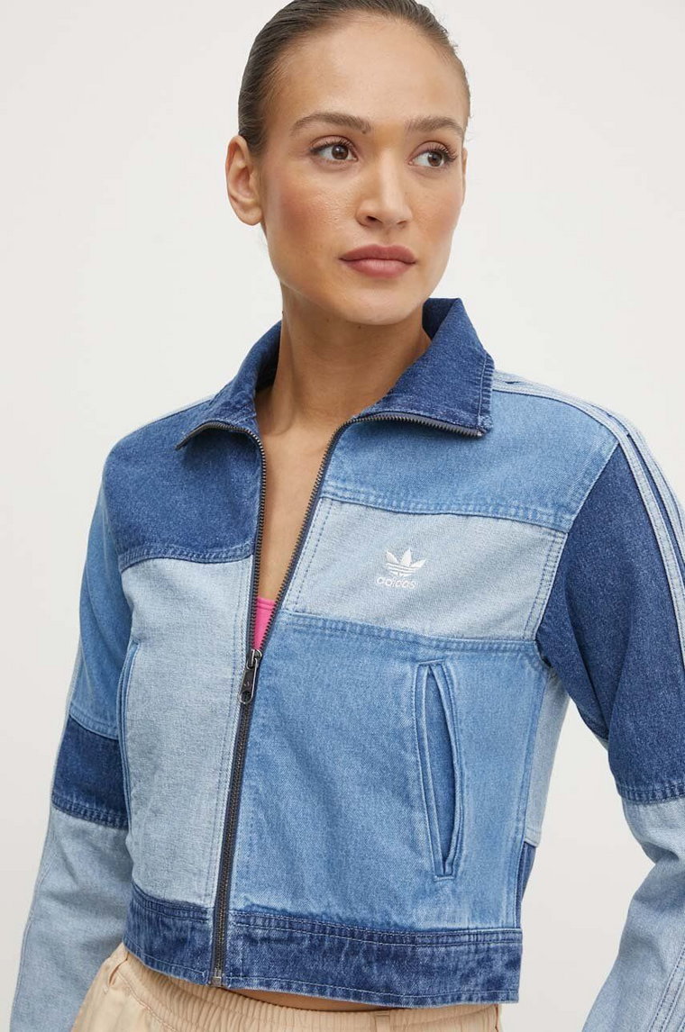 adidas Originals kurtka jeansowa damska kolor niebieski przejściowa IU2464