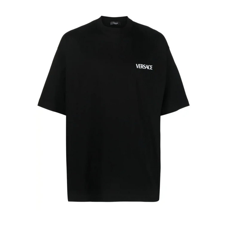 Czarne koszulki i pola z logo Versace