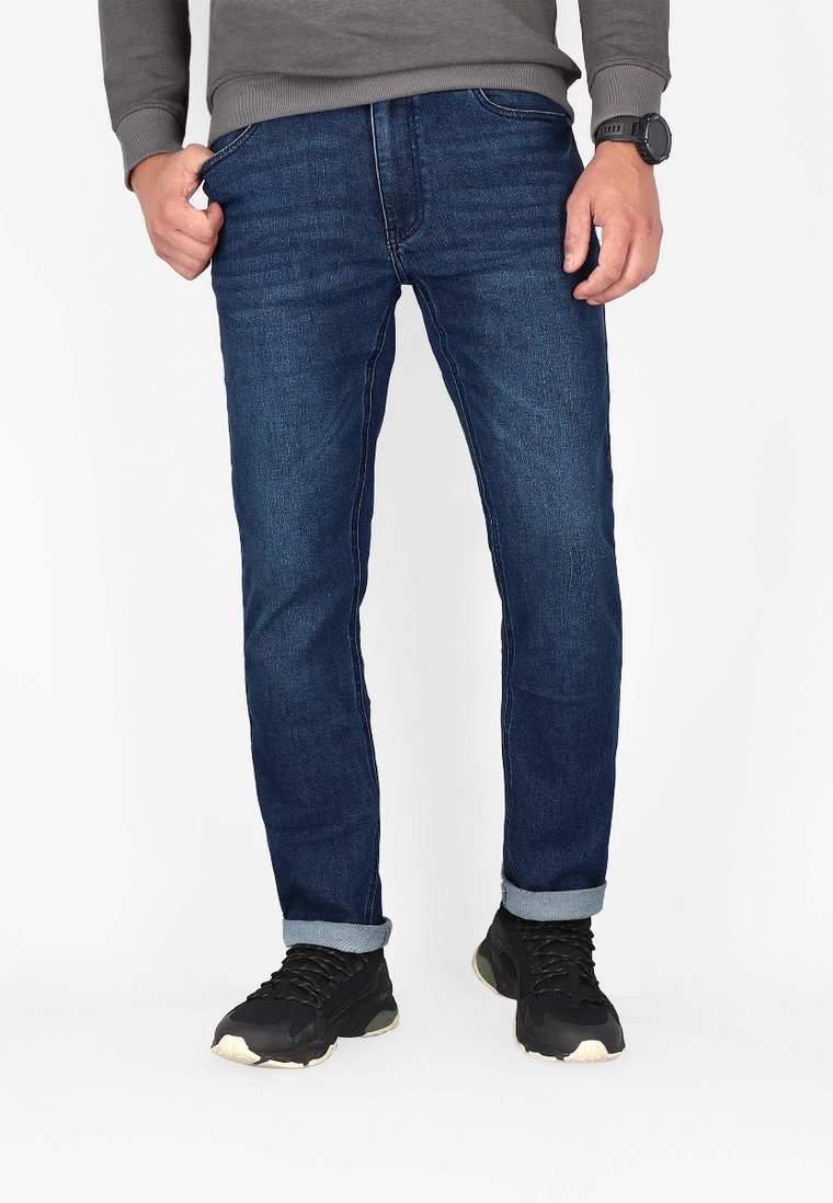 Ciemnoniebieskie spodnie jeansowe męskie D-FERG