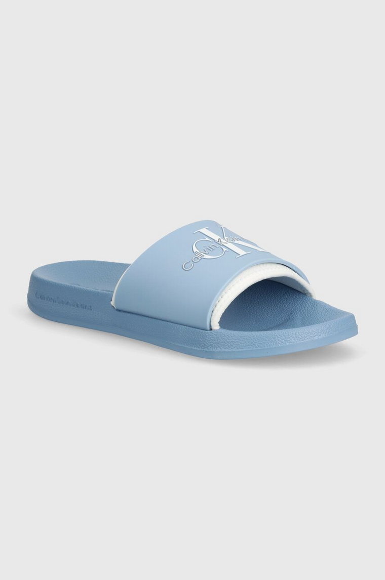 Calvin Klein Jeans klapki SLIDE MONOGRAM TPU damskie kolor niebieski YW0YW00585