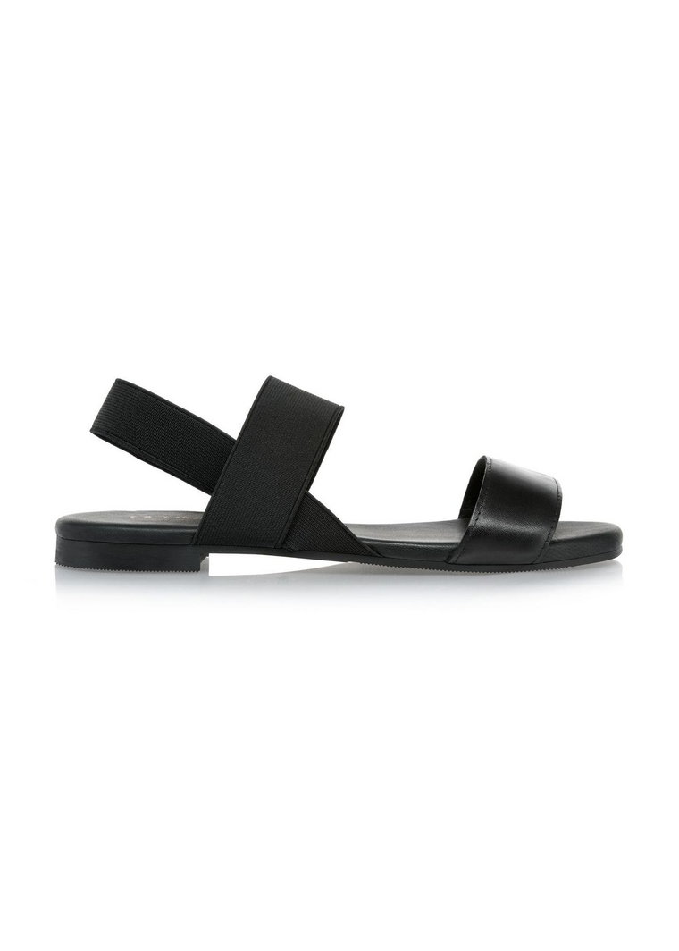Skórzane czarne sandałki na gumę