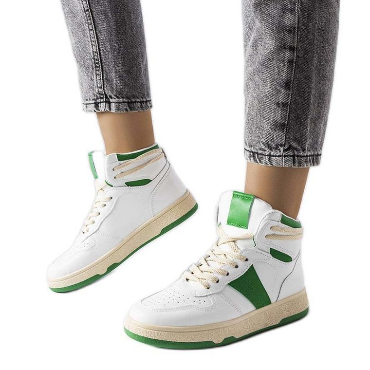 Zielone sneakersy za kostkę Robin białe