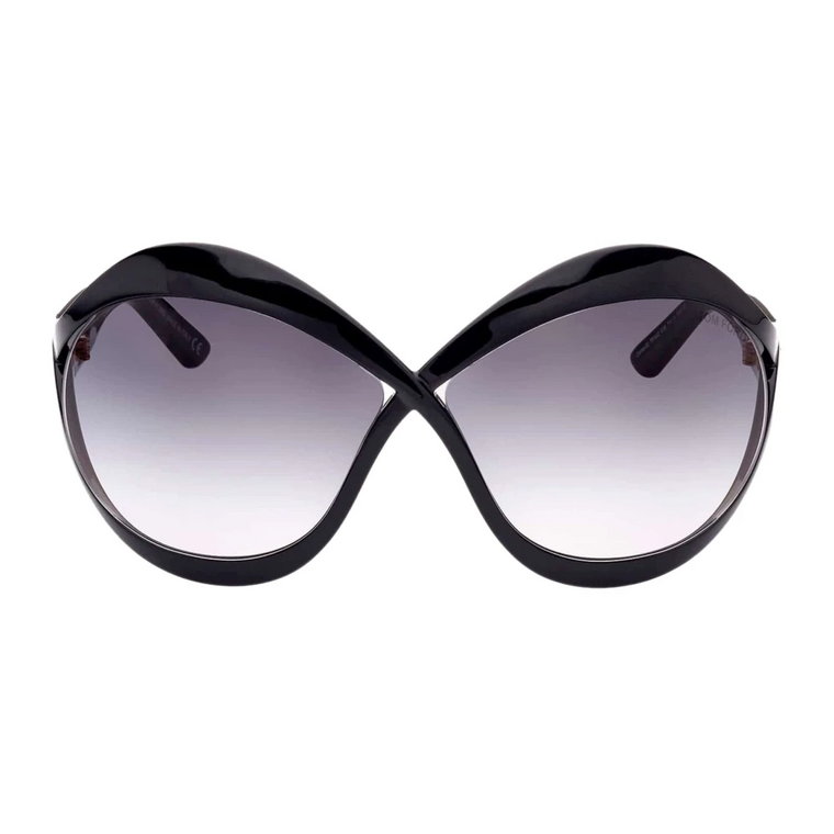 Czarne ikoniczne damskie okulary przeciwsłoneczne Tom Ford