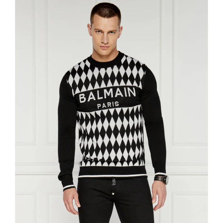 Balmain Wełniany sweter JACQUARD