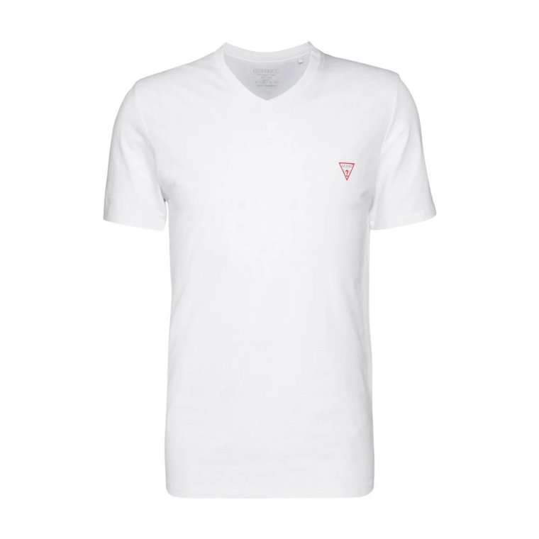 Podstawowa koszulka 100% bawełna - Biała, Slim Fit, Dekolt w serek Guess