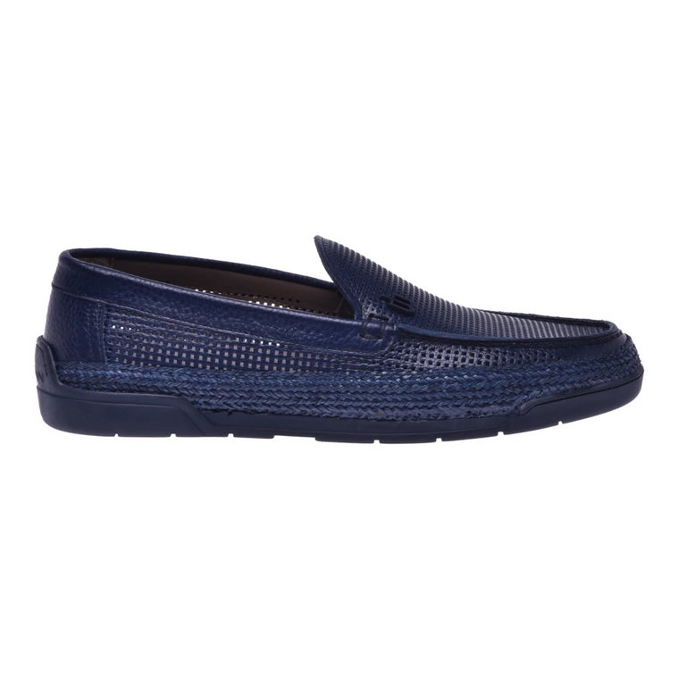 Navy blue perforated leather loafers Baldinini