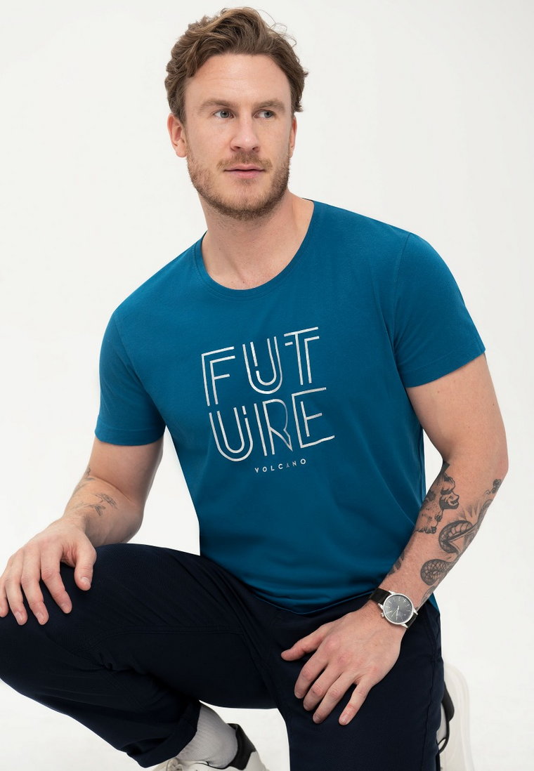 T-shirt męski o klasycznym kroju T-FUTURE niebieski