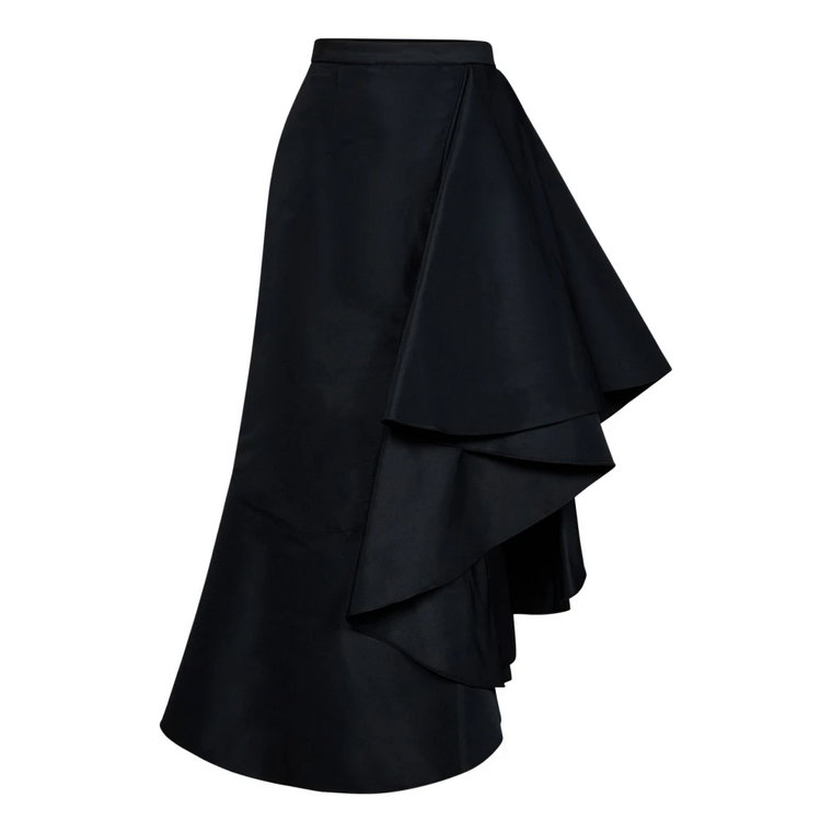 Czarna asymetryczna spódnica midi z falbanami Alexander McQueen