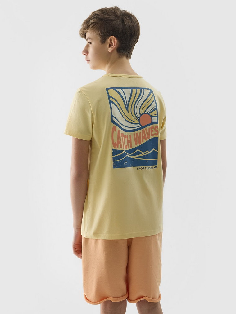 T-shirt regular z nadrukiem chłopięcy - żółty