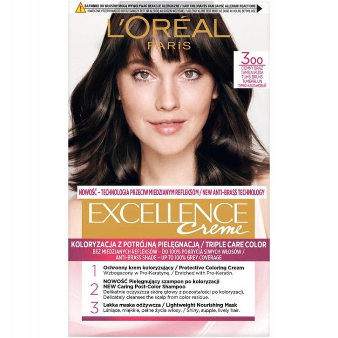 L'Oreal Paris Excellence Creme farba do włosów 300 Ciemny Brąz