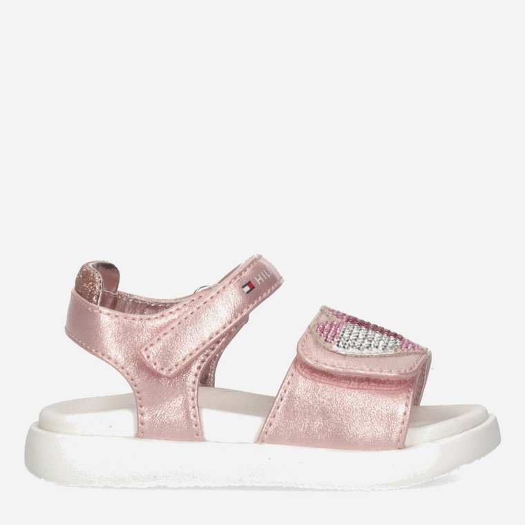 Sandały dziecięce Tommy Hilfiger Strass Heart Velcro Sandal T1A2-32752-1367341- 30 Rose Gold (8052578172681). Sandały dziewczęce