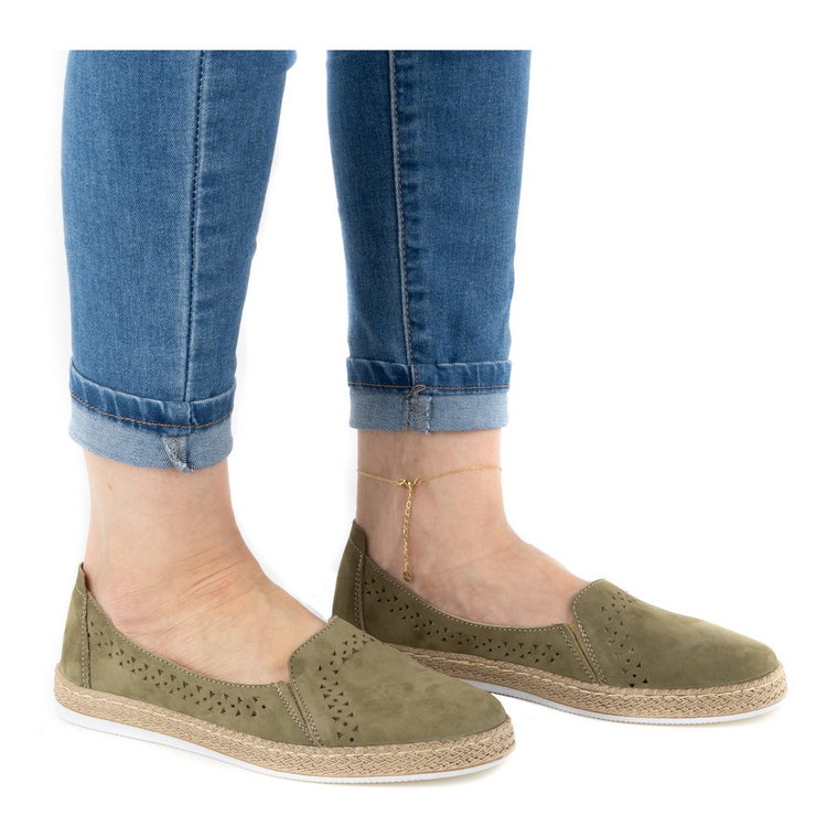 WASAK Półbuty damskie espadryle skórzane 0646W zielone