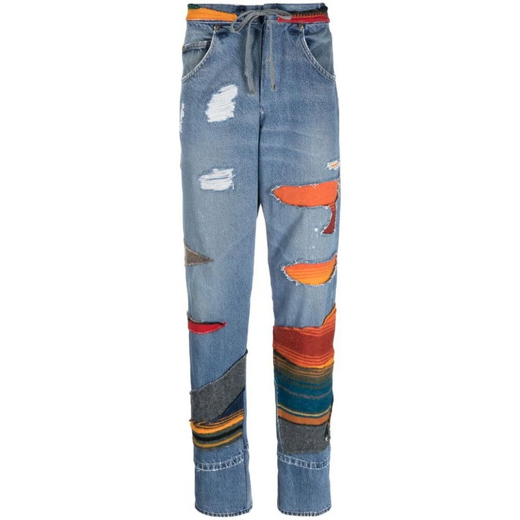 Patchwork Tapered Leg Jeans Greg Lauren