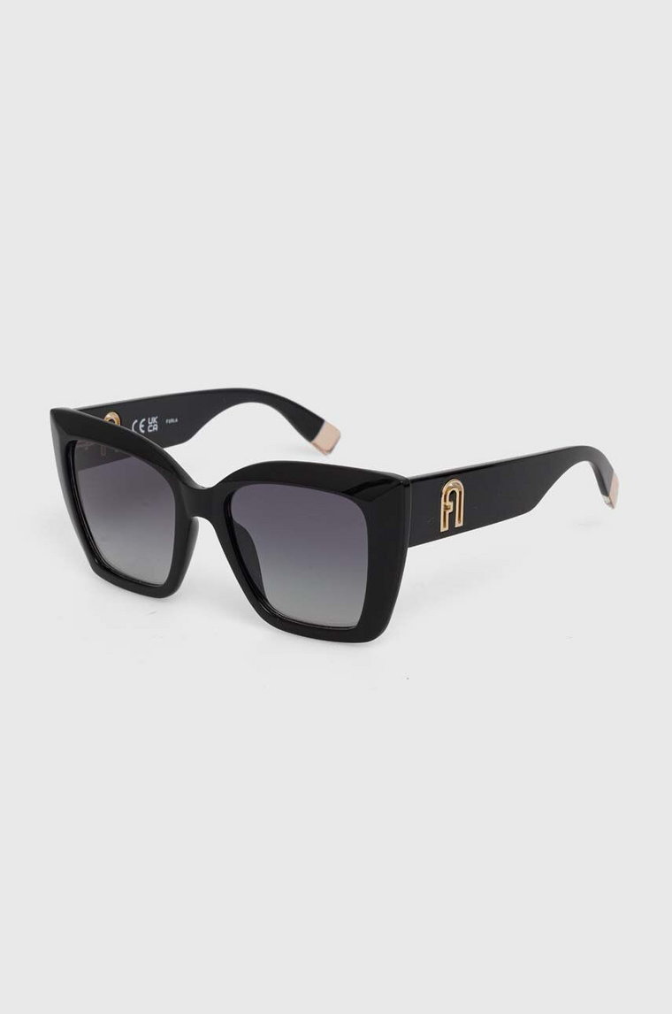 Furla okulary przeciwsłoneczne damskie kolor czarny SFU710_540700