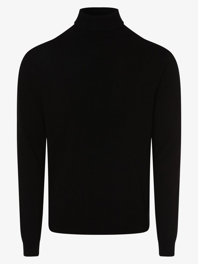 Finshley & Harding - Męski sweter z mieszanki kaszmiru i jedwabiu, czarny
