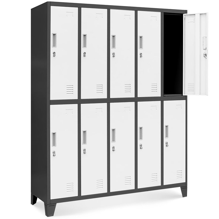 Szafa Socjalna JAN NOWAK Model BARTEK 1360x1720x450 Szafka Metalowa Loft 10-drzwiowa Antracytowo-Biała Ubraniowa Szkolna Pracownicza Szafa BHP Basen..