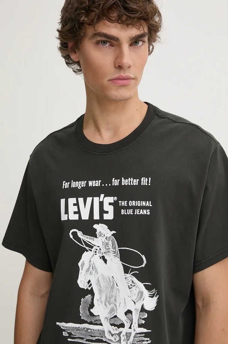 Levi's t-shirt bawełniany męski kolor czarny z nadrukiem