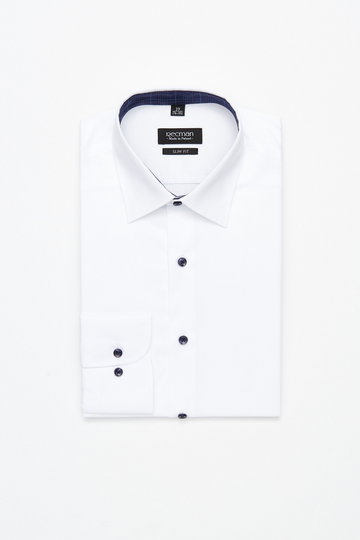 Biała koszula na długi rękaw Recman BEXLEY 2539/1E slim fit