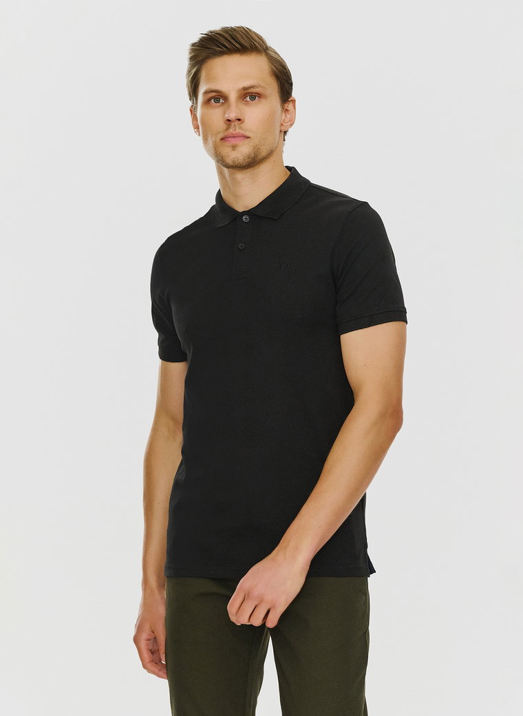 Gładki t-shirt polo w kolorze czarnym