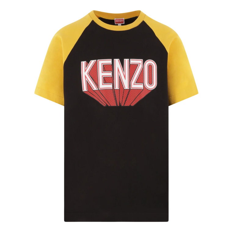 Czarna bawełniana koszulka z nadrukiem 3D Kenzo