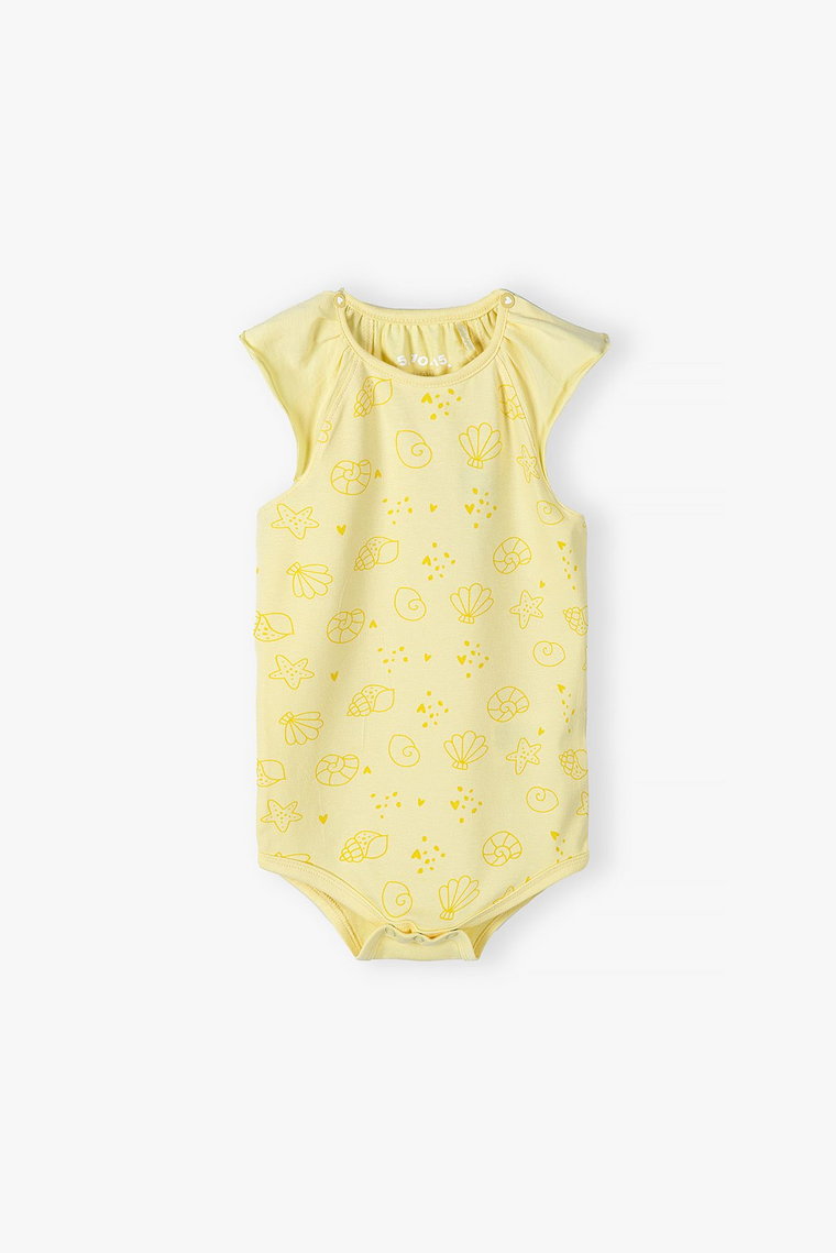 Body z krótkim rękawem dla niemowlaka - żółta w muszelki