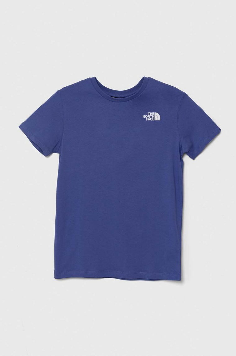 The North Face t-shirt bawełniany dziecięcy REDBOX TEE (BACK BOX GRAPHIC) kolor fioletowy z nadrukiem