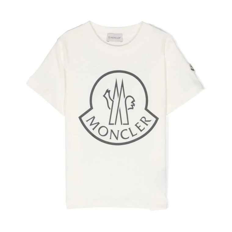 Białe T-shirty i Pola dla Dzieci z Nadrukiem Moncler