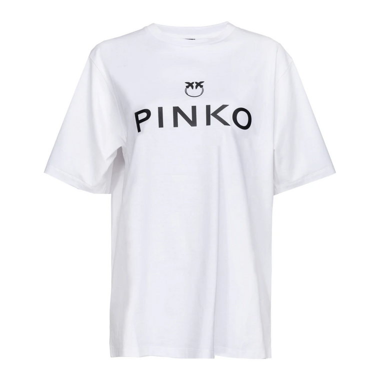 Oversized Logo T-shirt z gładkiej bawełny Pinko