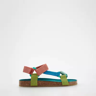 Reserved - Kolorowe sandały na rzepy - Zielony