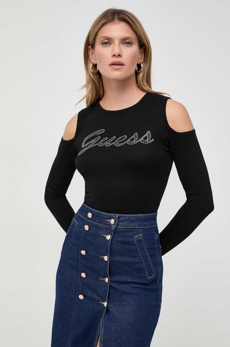 Guess sweter damski kolor czarny lekki