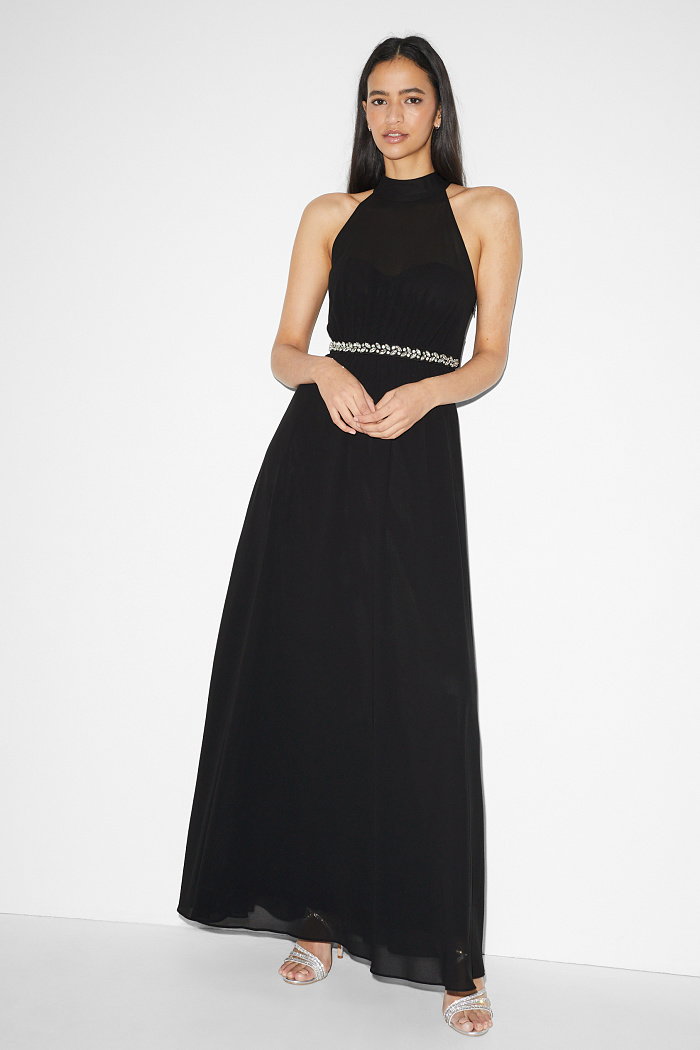 C&A CLOCKHOUSE-sukienka z szyfonu-odświętna, Czarny, Rozmiar: 34