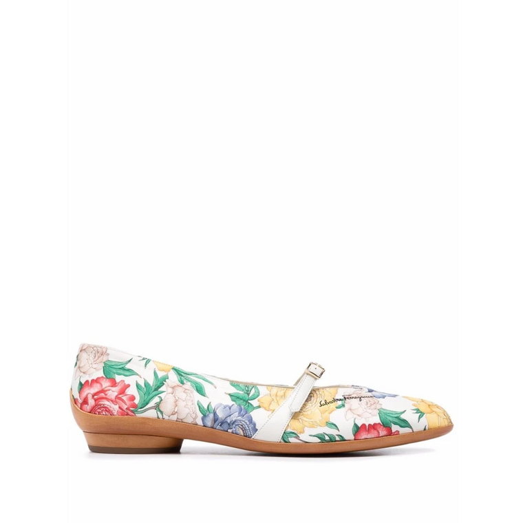 Audrey Rose Print Skórzane Baletki Salvatore Ferragamo