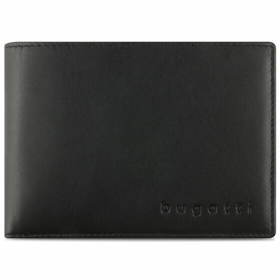 bugatti Super Slim Portfel Ochrona RFID Skórzany 12 cm schwarz