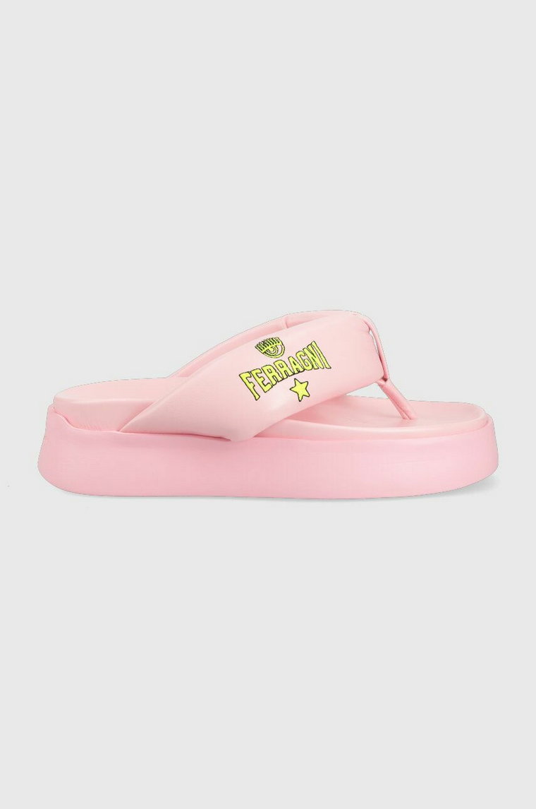 Chiara Ferragni japonki CF3149_012 damskie kolor różowy na platformie CF PLATFORM FLIP FLOP