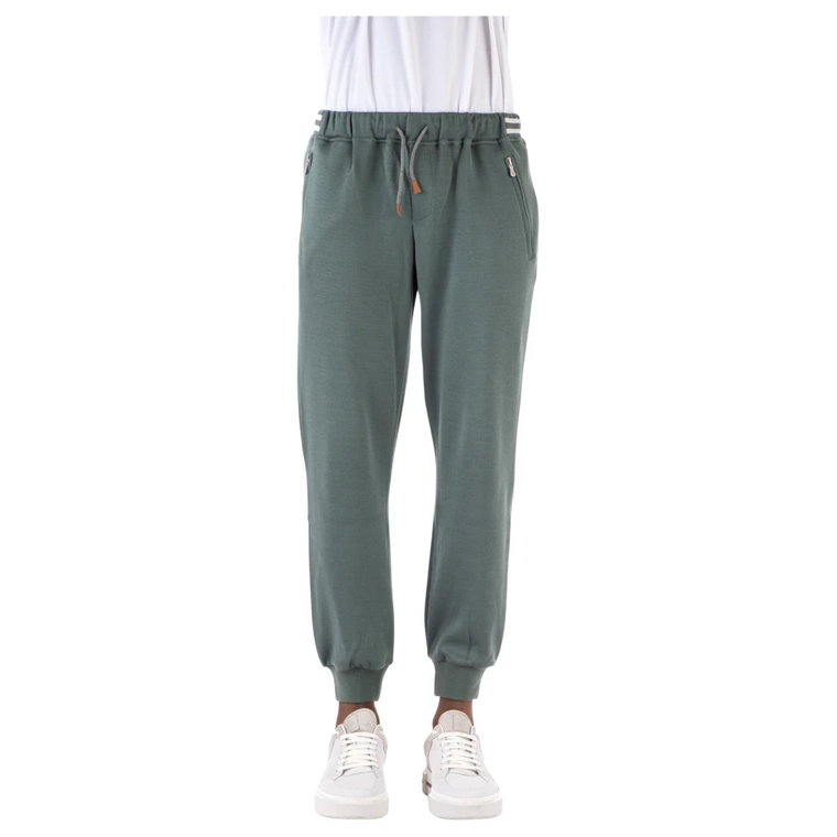 Zielone Spodnie Dresowe z sznurkiem i elastycznym pasem Eleventy