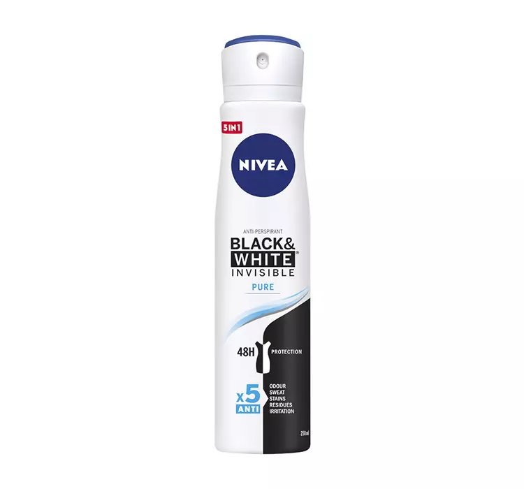 NIVEA BLACK&WHITE INVISIBLE PURE ANTYPERSPIRANT W SPRAY'U DLA KOBIET 250ML