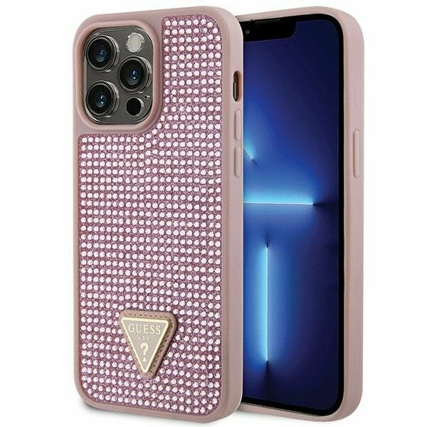 Guess GUHCP14XHDGTPP iPhone 14 Pro Max 6.7" różowy/pink hardcase Rhinestone Triangle