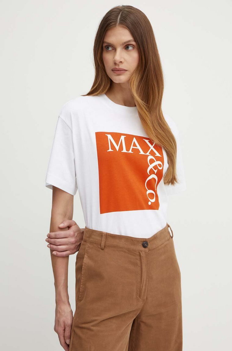 MAX&Co. t-shirt bawełniany damski kolor biały 2418971024200