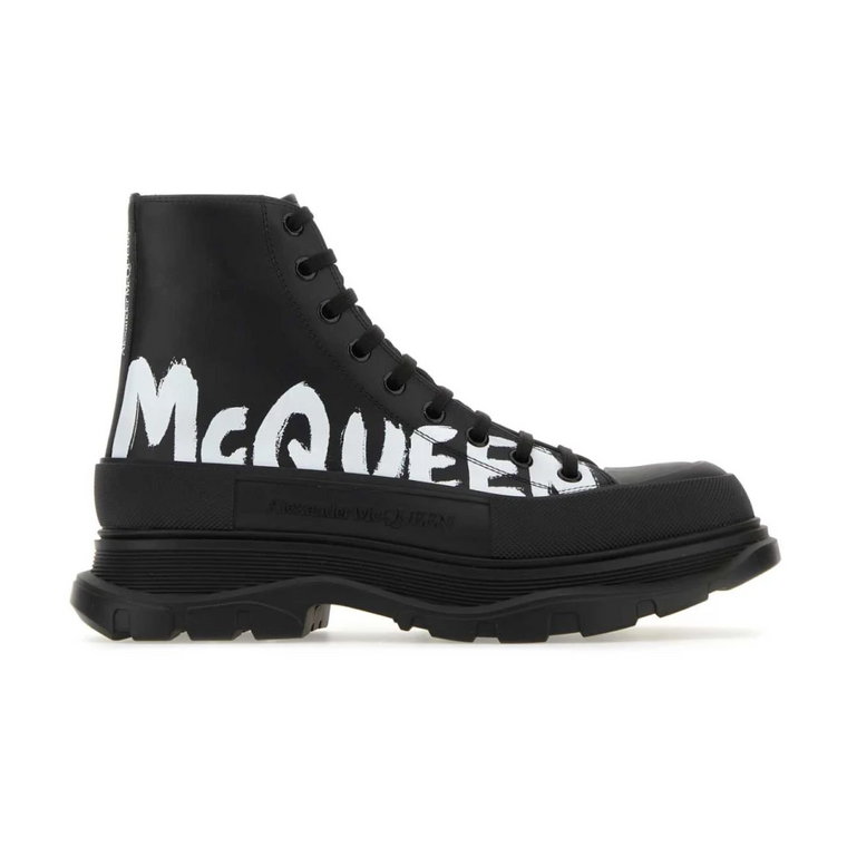 Czarne skórzane buty Tread Slick Alexander McQueen